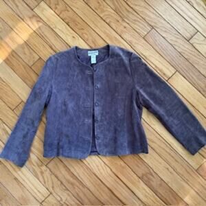 PENDLETON Purple Suede Coat Button Front Large Long Sleeve Lined